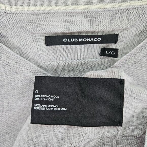 Club Monaco 100% Merino Wool Sweater Argyle Pattern Mens Size L Gray Long Sleeve - Picture 8 of 10
